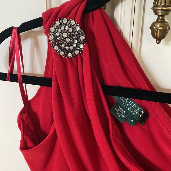 Lauren Ralph Lauren evening dress. Pullover style. Classic Roasted Pepper Red 4 - Picture 4 of 13